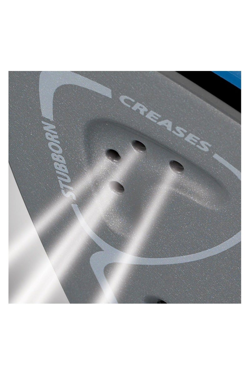 مورفي ريتشاردز مكواة بخار بريز 2600 واط – قاعدة سيراميكية مزدوجة، تعزيز بخار 115 جرام و45 جرام من البخار المستمر، خزان سعة 350 مل، مقاومة للتكلس، إيقاف تشغيل تلقائي، سلك دوّار 360 درجة(أزرق/أسود) - Image 3